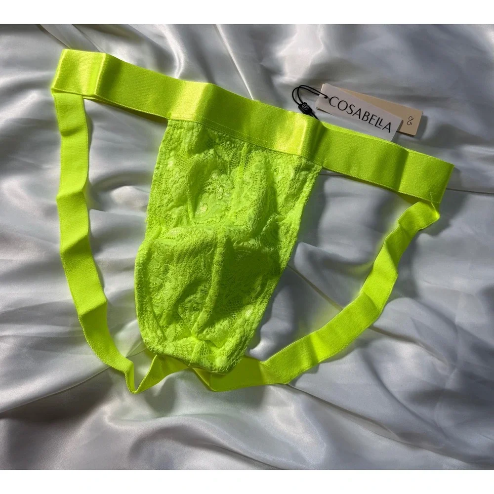 Cosabella‎ Neon Lace Jockstrap Men's Bright Yellow Sexy Style Size S